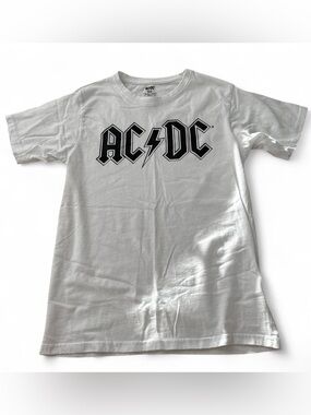AC/DC White Tee with Black Logo Print